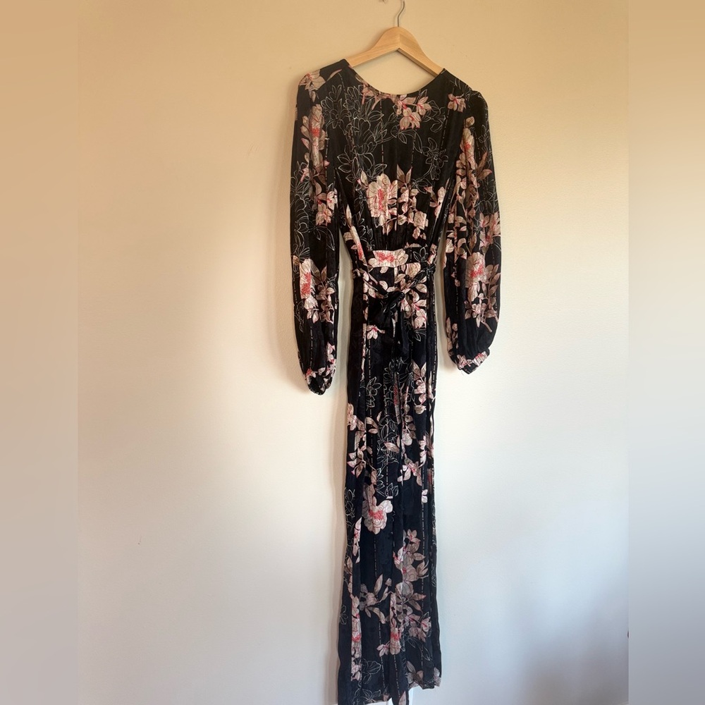 Anthropologie Harlyn Floral Boho Wide Leg Jumpsuit Balloon Sleeve S - Picture 4 of 14